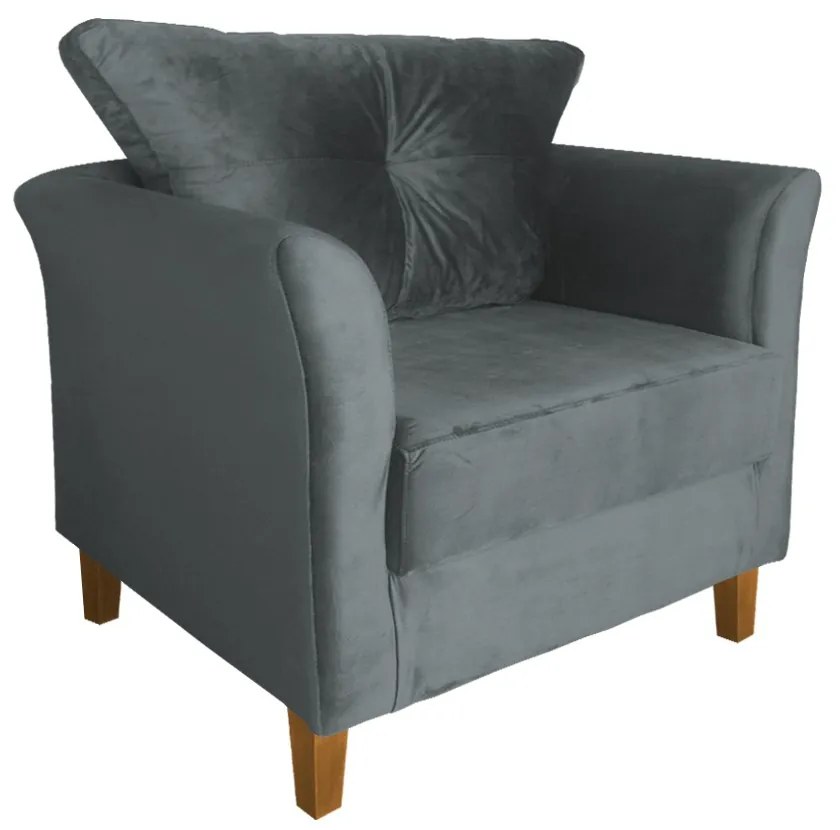 Poltrona Ibis Decorativa Suede Cinza Grafite