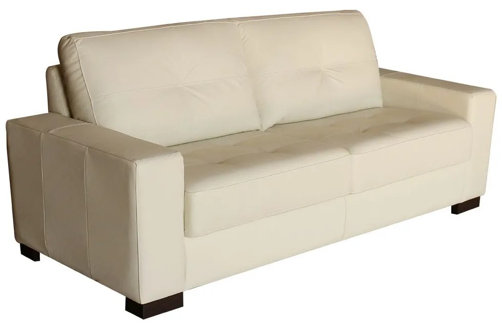 Sofá 3 Lugares Sala de Estar 200cm Milão Couro Off White G03 - Gran Belo