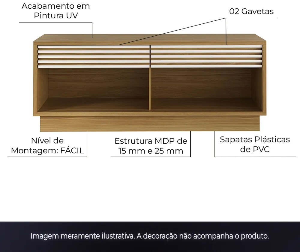 Rack Bancada para TV até 42 Sala de Estar RA2003 Natural/Off White G69 - Gran Belo