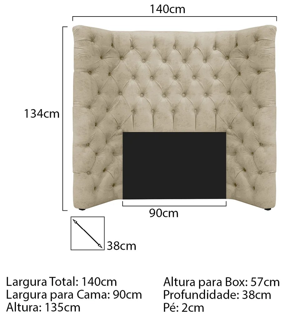 Cabeceira Solteiro Everest P02 90 cm para cama Box Corano - ADJ Decor