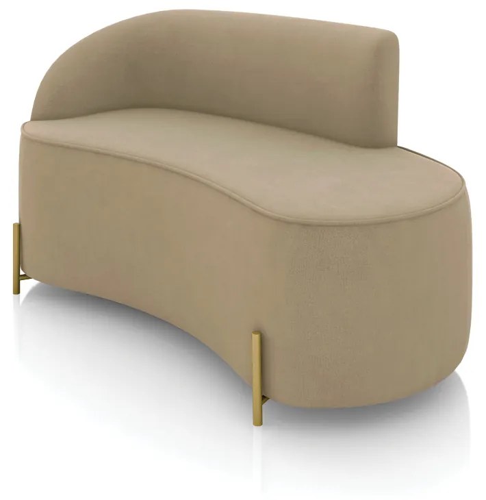 Sofá 2 Lugares Orgânico 140cm Pé Dourado Morgan Suede D03 - D'Rossi - Marrom Rato