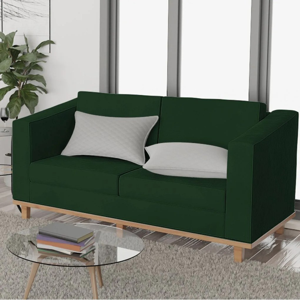 Sofá 2 Lugares Europa Suede Verde ADJ Decor