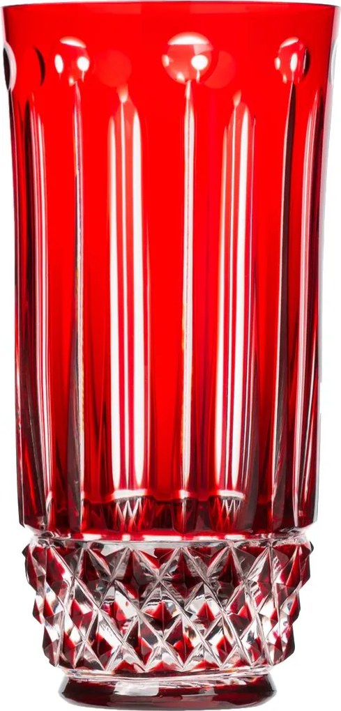 Copo de Cristal Lapidado Long Drink - Vermelho - 69  Vermelho - 69