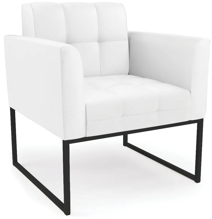 Kit 1 Sofá Namoradeira e 2 Poltronas Elisa Corino Branco Base Metálica Industrial Preto - D'Rossi