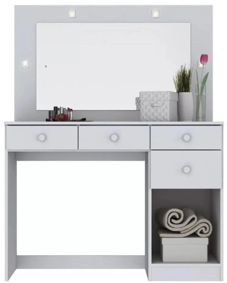 Penteadeira Camarin Led Com Espelho 1 Porta 4 Gavetas