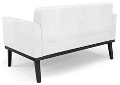 Sofá Namoradeira Base Madeira Preto Ana Sintético PU Branco - Ibiza