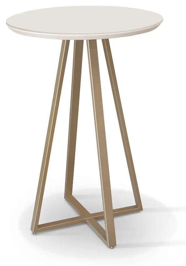 Mesa Bistrô Arezzo Redonda Tampo com Vidro Base Aço Carbono Pintura Eletrostática Design Moderno