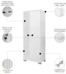 Sapateira Vertical Multiuso com Chave Versus Carvalho Branco/Branco -