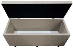 Calçadeira Baú Casal 140cm Estofada Liz S05 Suede Bordado Bege - Mpoze