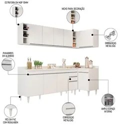 Armário de Cozinha Modulado de Canto Esquerdo 5 Peças CP53 Balcão com