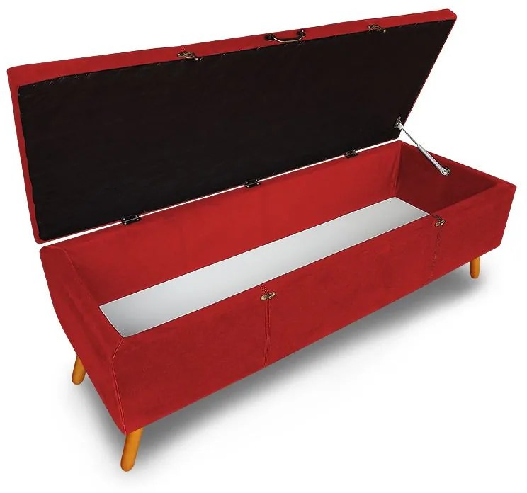 Calçadeira Baú Casal 140cm Caribe Pés Palito Suede Vermelho - Sheep Estofados - Vermelho
