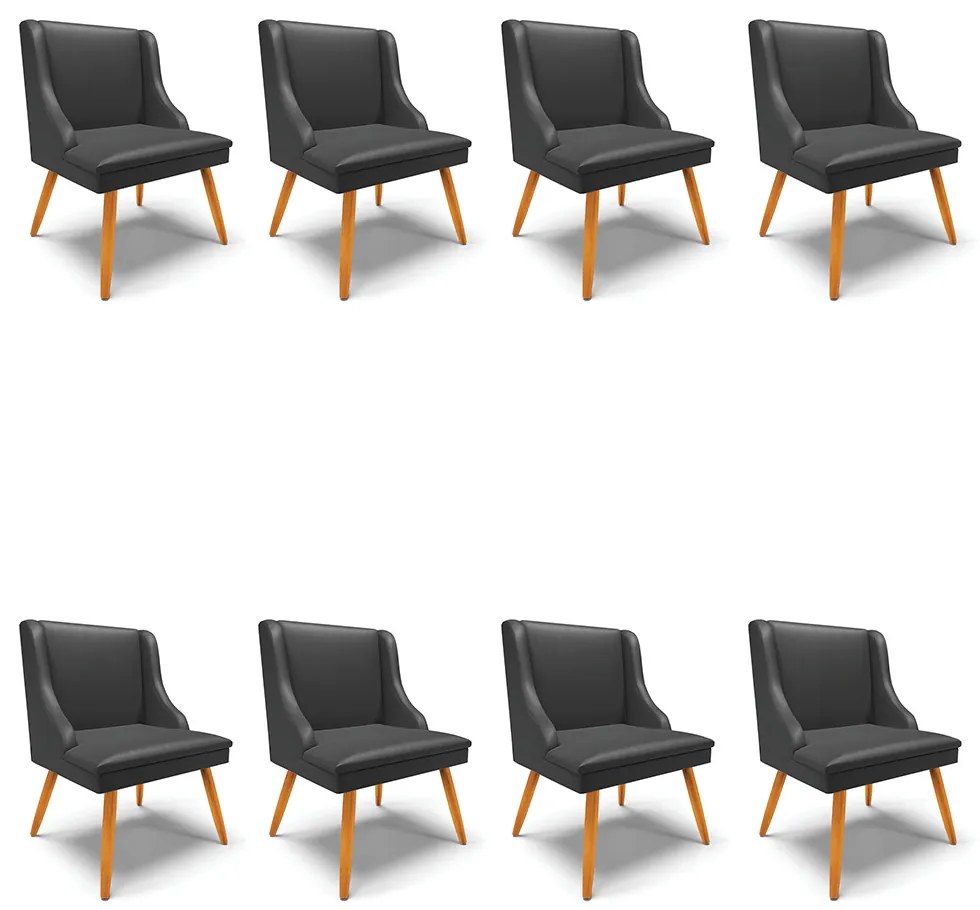 Kit 08 Cadeiras de Jantar Liz Corino Pes Palito Castanho D03 - D'Rossi - Preto