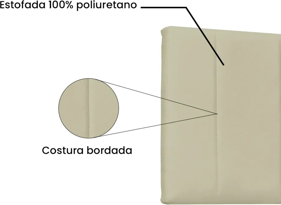 Painel Arizona Para Cama Box King 195 cm Corino S04 - D'Rossi - Bege