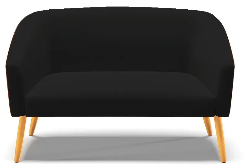 Namoradeira 02 Lugares Stella Corano Nozes com Linho Preto A79 Pés Palito Castanho - D'Rossi