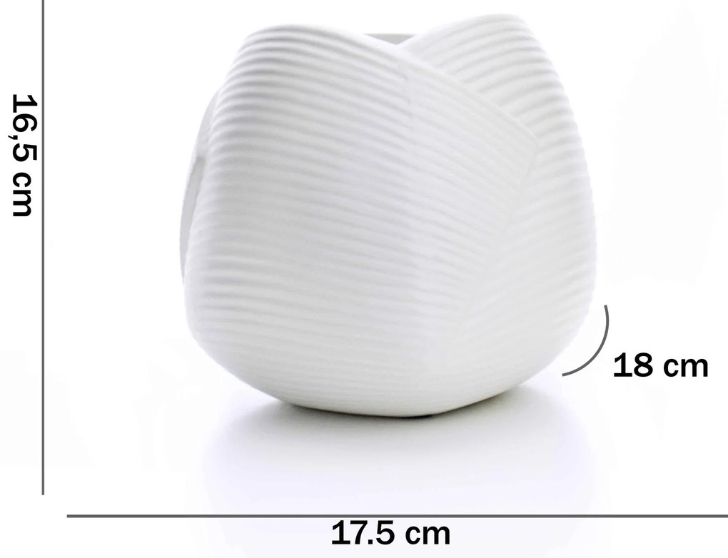Vaso Decorativo Dobradura Branco Em Cerâmica 16,5x17,5 Cm - D'Rossi