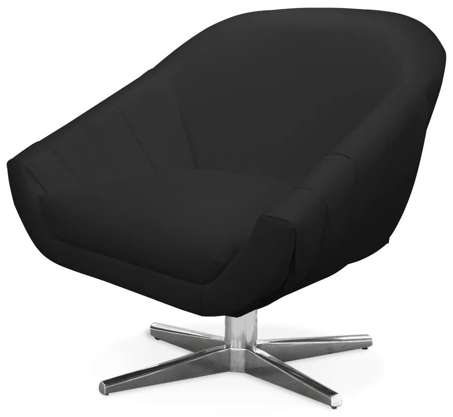 Poltrona Giratória Giovana Corino Base Cromada D01 - D?Rossi - Preto