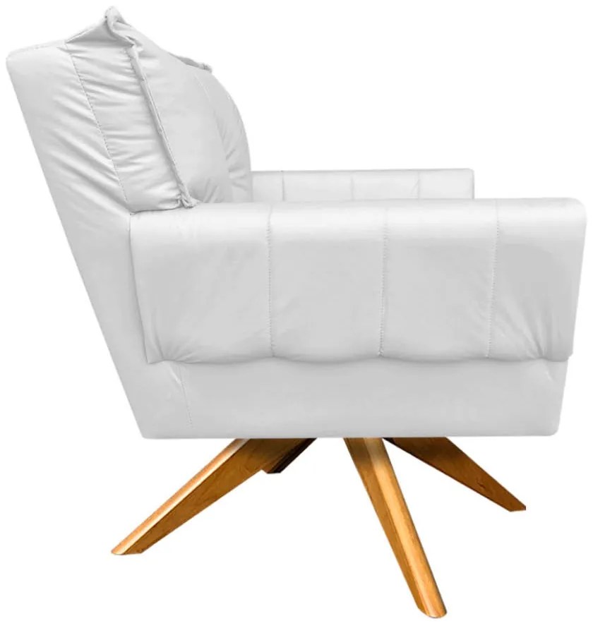 Kit 02 Poltronas Giratória Anitta Corino Base Madeira MA30 D03 - D'Rossi - Branco