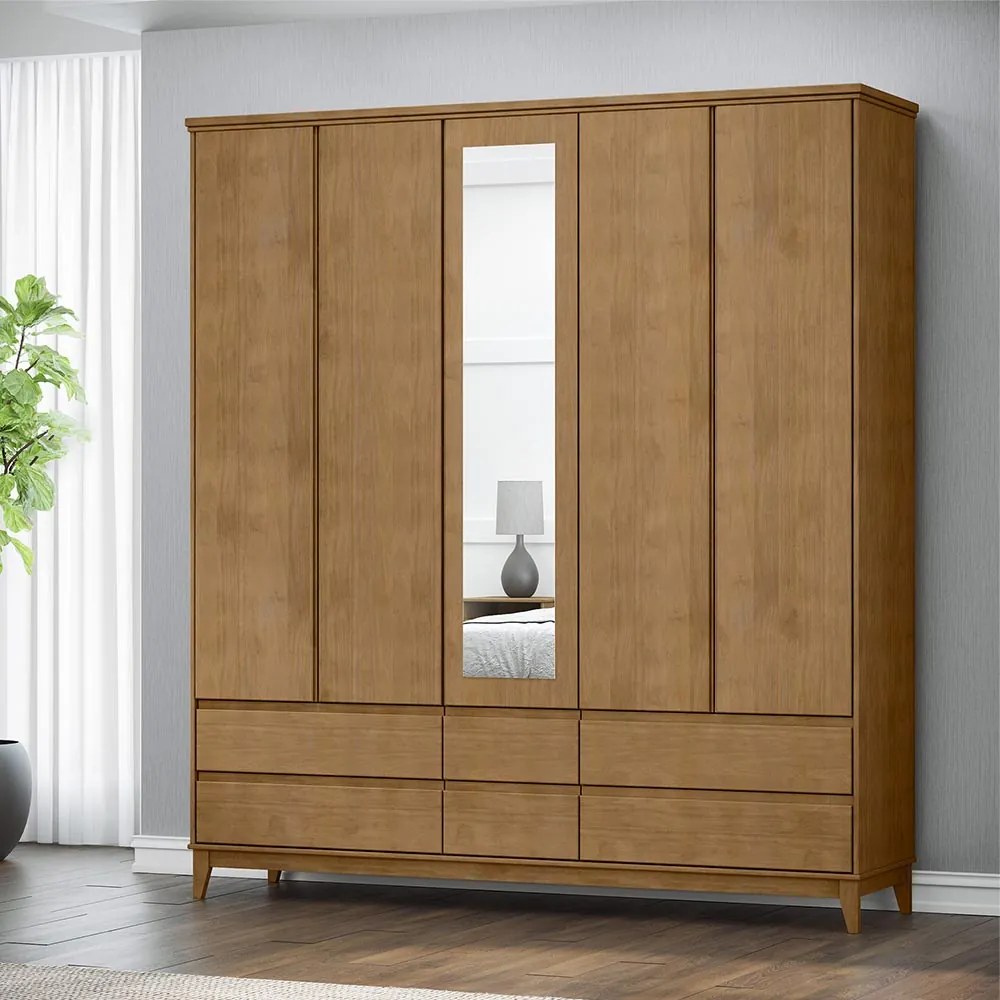 Guarda Roupa MFD 5 Portas Cullen 6 Gavetas Freijó G74 - Gran Belo
