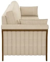 Kit Sofá Living 3 Lugares e Poltrona 102cm Pés Madeira Roya Z32 Linho