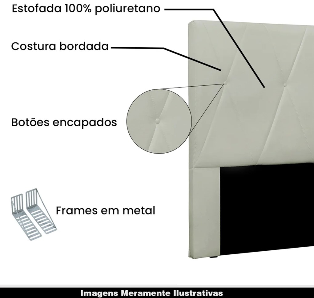 Cabeceira Decorativa Casal 1,40M Yves Veludo Prata G63 - Gran Belo