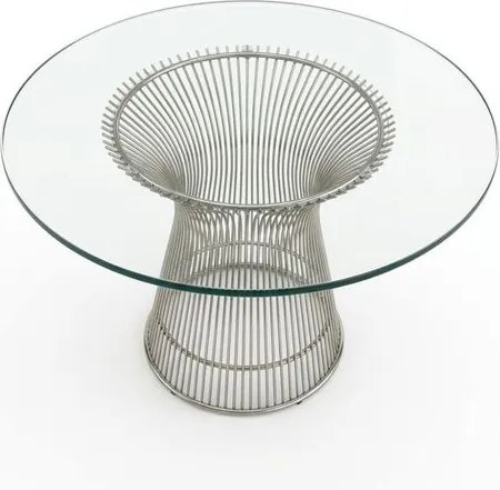 Mesa de Jantar de Vidro Redonda Platner Cinza