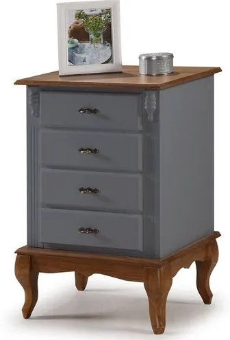 Mesa de Cabeceira Dolie Cinza Escuro 4 Gavetas 80cm - 59894 Sun House