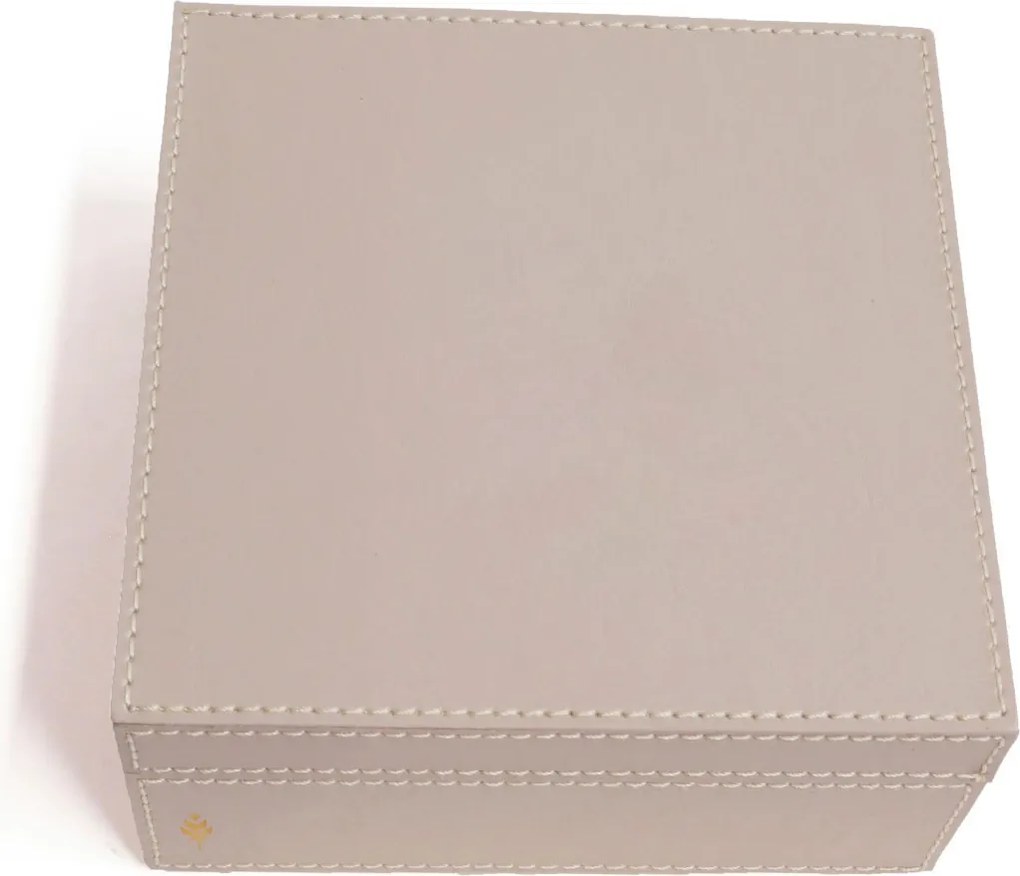 Caixa Porta Chá Sottile Casa em Couro PU - Gelo  Gelo