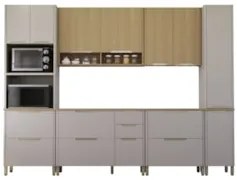 Armário Cozinha 6 Peças CP02 e Tampo Marina Cinammon/Freijó L01 - Mpoz