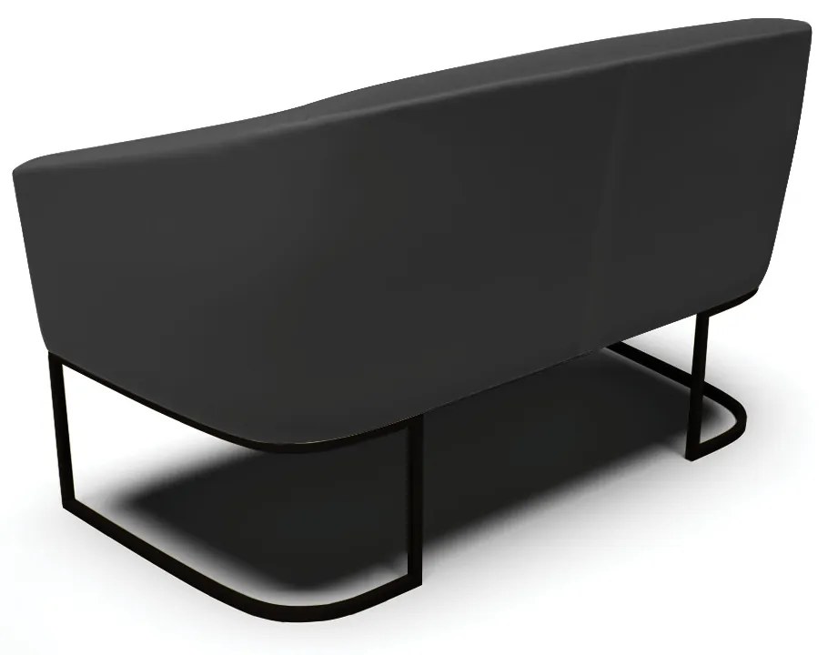 Sofá 2 Lugares Namoradeira Industrial Preto Stella Sintético Preto D03 - D'Rossi