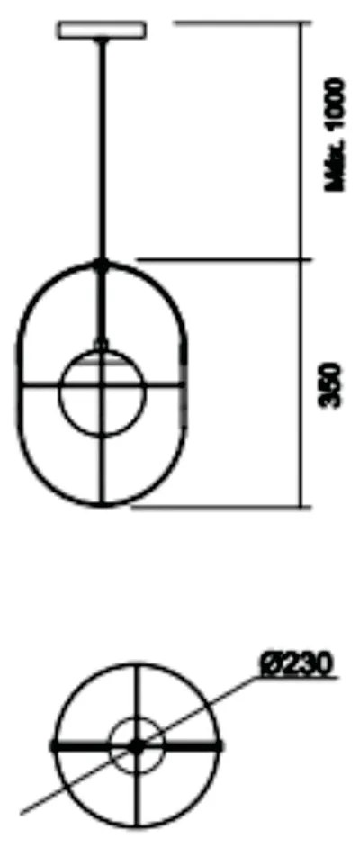 Pendente Argo 23X35X100Cm Aramado Com Globo Ø14Cm 1Xe27 G45 - Usina 17... (CB-M - Cobre Metálico, Fosco (Branco))