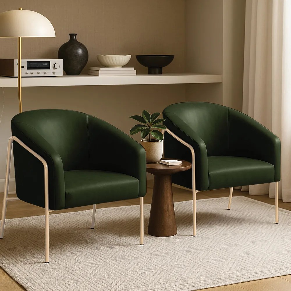 Poltrona Sala Industrial Alta Champanhe Kit 2 Stella Sintético PU D03 - D'Rossi - Verde