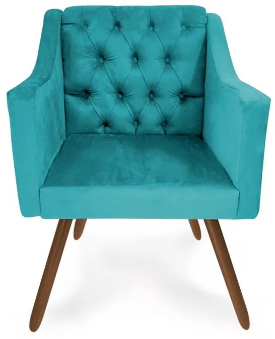 Kit 2 Poltronas Decorativas Capitonê Amanda Retrô Suede Turquesa - Loja Sheep - Água