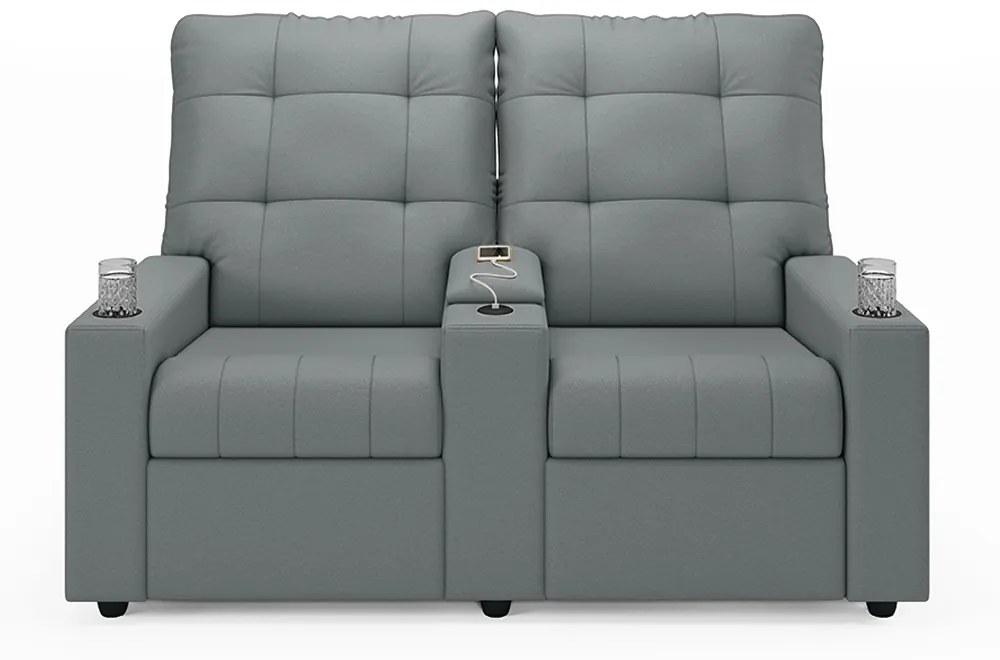 Poltrona do Papai Reclinável Sala de Cinema Movie 2 Lugares Manual Baú USB PU Cinza G23