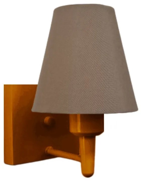 Arandela Quadrada Md-2034 Cobre Cúpula em Tecido Cone Caqui - Bivolt