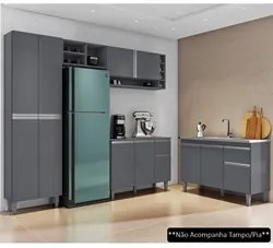 Cozinha Compacta Vanessa e Balcão Gabinete Sem Tampo Tatiane 120cm Cin
