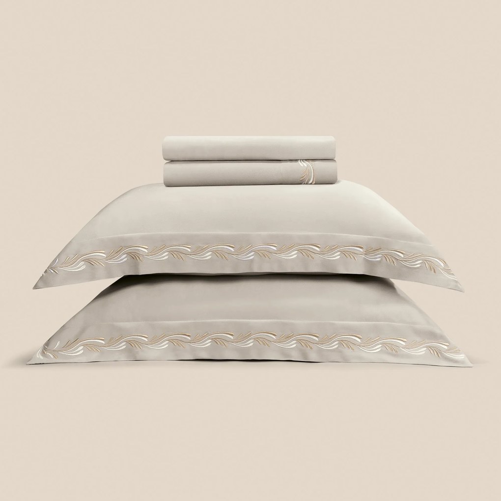 Jogo de Cama Altenburg Cetim de Bambu 300 Fios Ondas - Bege Instinto - Queen  Bege Instinto - Queen