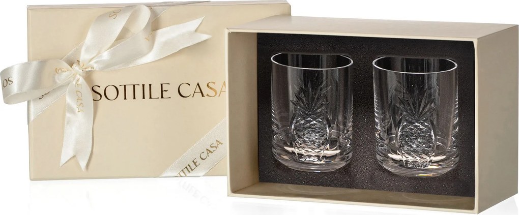 Conjunto 2 Copos de Cristal Mozart p/ Whisky On the Rocks 300ml Lapidado 22 c/ Caixa de Presente