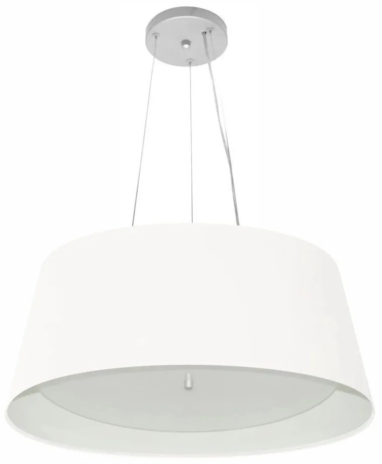Lustre Pendente Cone Md-4015 Cúpula em Tecido 25/60x50cm Branco / Branco - Bivolt