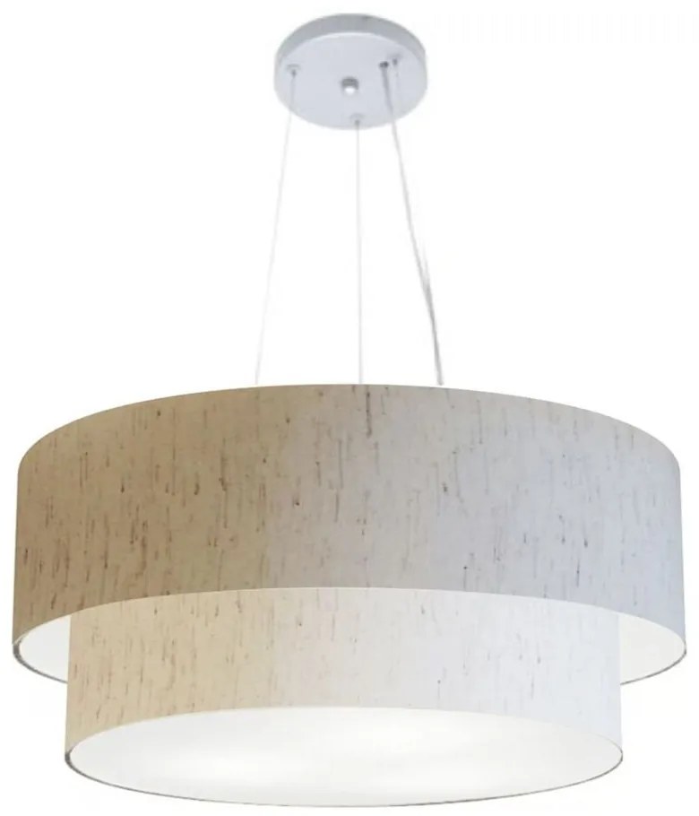 Lustre Pendente Duplo Cilíndrico Vivare Md-4385 Cúpula Tecido 90x80cm - Bivolt