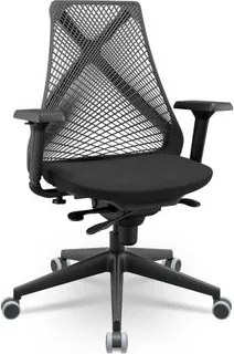 Cadeira Escritório Bix X+ Presidente Slider PU Poliéster Preto Plaxmetal