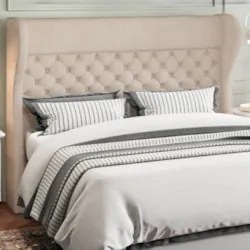 Cabeceira Cama Box Casal 140cm Trinidad Z37 Linho Bege Cru - Mpozenato