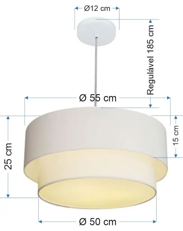 Pendente Cilíndrico Branco MJ-4352 Para Mesa de Jantar e Estar