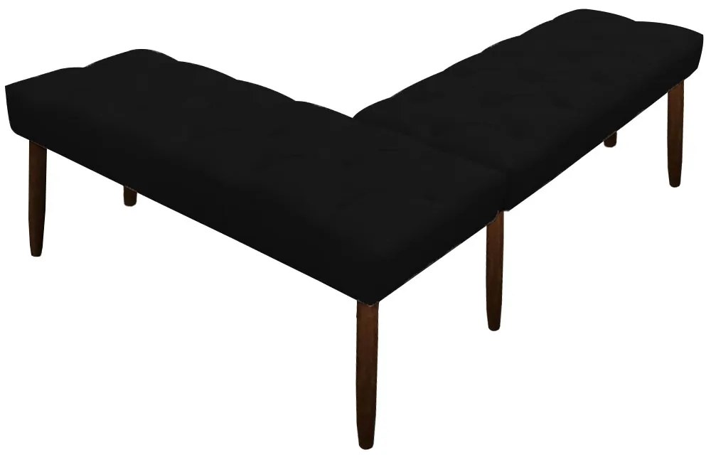 Banco de Canto Estofado Sira Suede Pés Palito Castanho C05 - D'Rossi - Preto