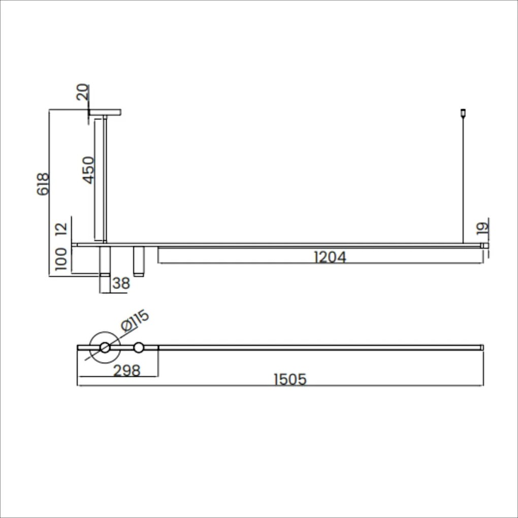 Pendente Let 02 Foco 61,8X11,5X150,4Cm Led 37W - Usina 19770/1500 (BT - Branco Texturizado, 4000k)