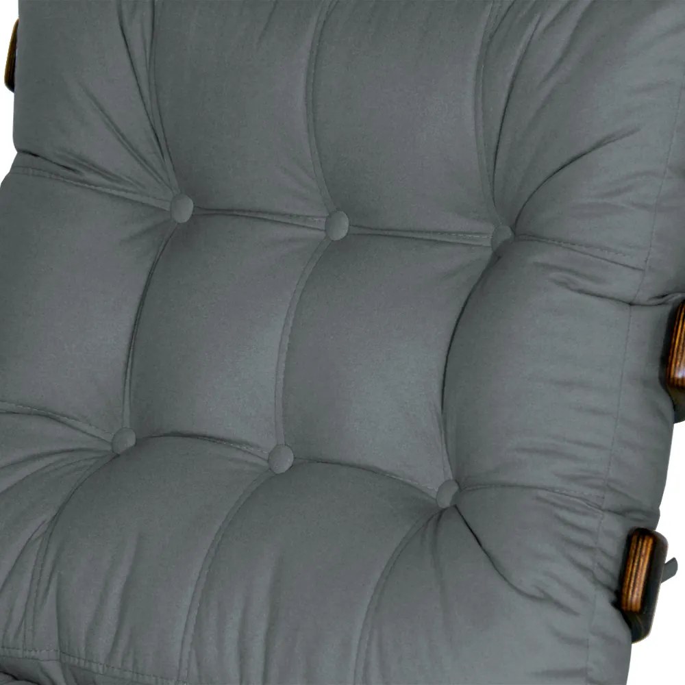 Kit 2 Poltronas Costela Com 2 Puff Costela Suede Cinza