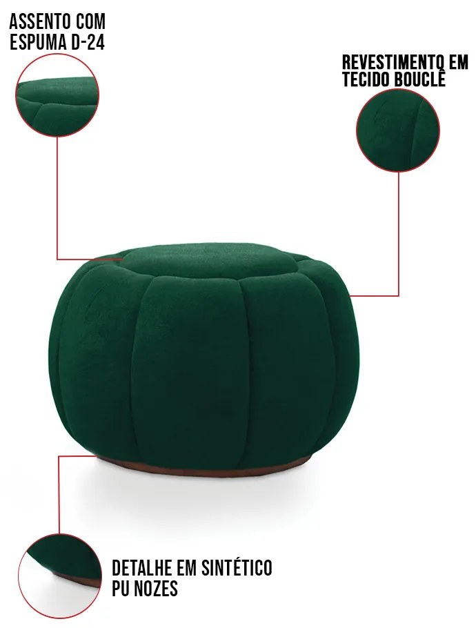 Puff Redondo Orgânico para Sala Cloud Bouclê E03 - D'Rossi - Verde