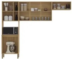 Armário de Cozinha Compacta 251cm Laura Plus Freijó Z06 - Mpozenato