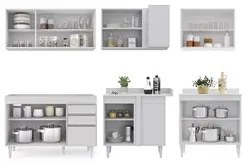 Armário de Cozinha Modulado de Canto 6 Peças CP28 Balcão sem Tampo Bra