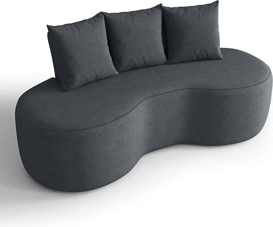 Sofá 2 Lugares Orgânico 160cm com Almofadas Benin Bouclê B03 - D'Rossi - Grafite