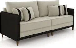 Sofá 4 Lugares Living 252cm Zoe Z08 Veludo Bege/Preto - Mpozenato